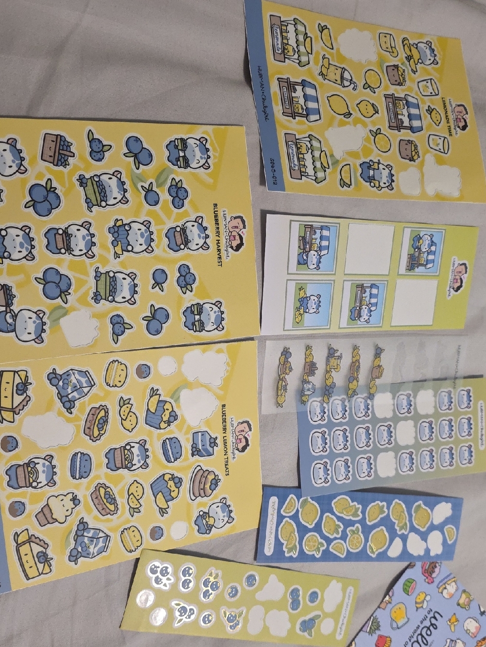 HUBMAN and Chubgirl Cute Blueberry Lemon Treats Character Sticker Sheets